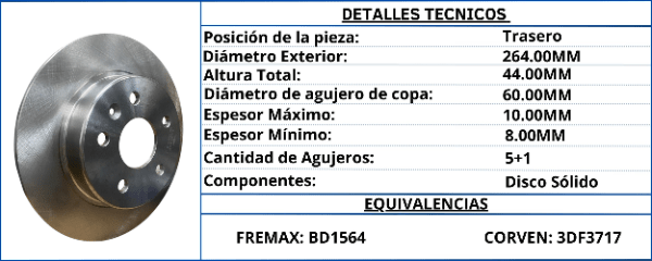 DISCO DE FRENO TRASERO
