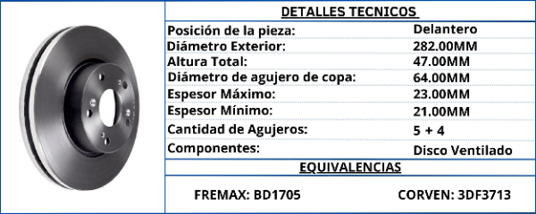 DISCO DE FRENO DELANTERO