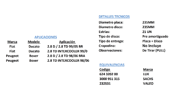 KIT DE EMBRAGUE (CON CRAPODINA)