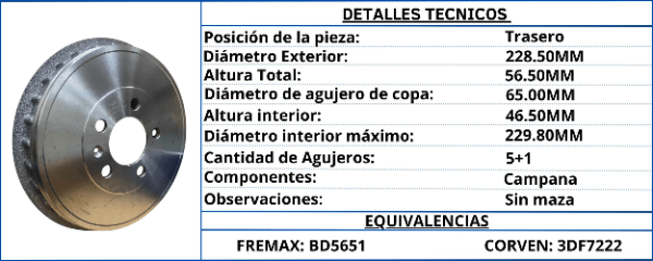 CAMPANA DE FRENO TRASERA
