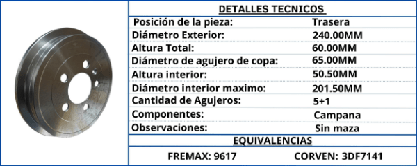 CAMPANA DE FRENO TRASERA