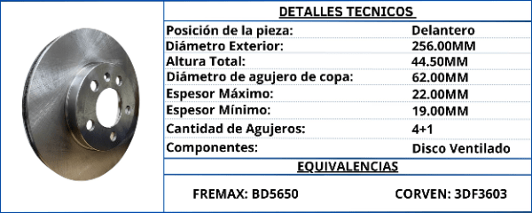 DISCO DE FRENO DELANTERO