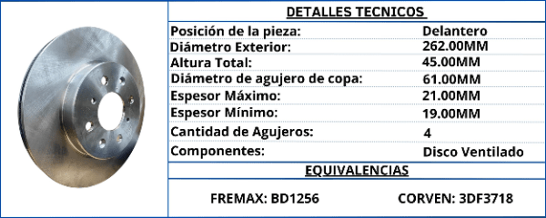 DISCO DE FRENO DELANTERO