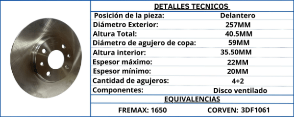 DISCO DE FRENO DELANTERO