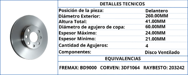 DISCO DE FRENO DELANTERO