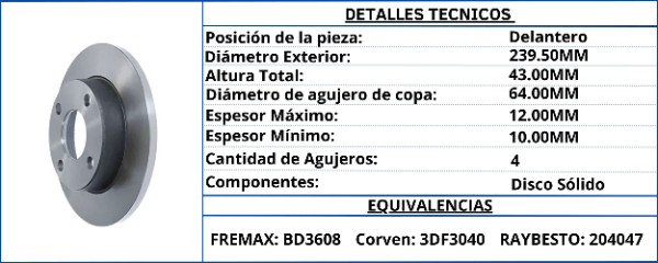 DISCO DE FRENO DELANTERO