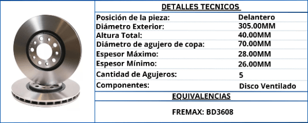 DISCO DE FRENO DELANTERO