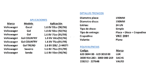 KIT DE EMBRAGUE (CON CRAPODINA)