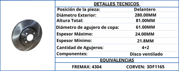 DISCO DE FRENO DELANTERO