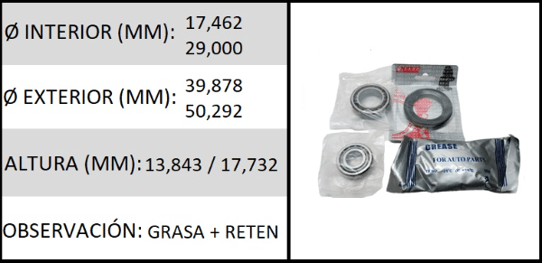 KIT RULEMAN DE RUEDA TRAS (14544)