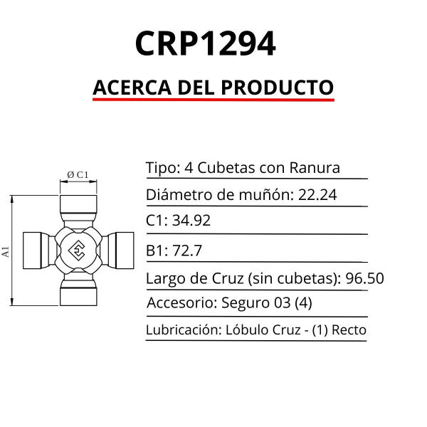 CRUCETA PREMIUM (D:34.92 / L:72.7)