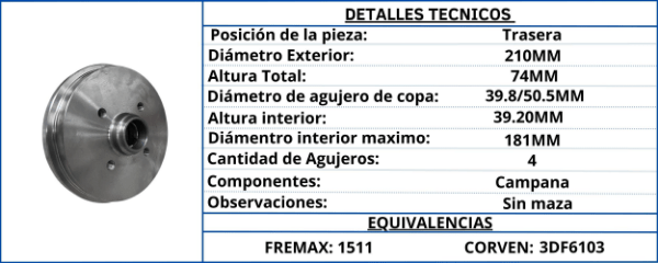 CAMPANA DE FRENO TRASERA