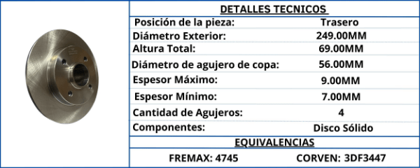 DISCO DE FRENO TRASERO