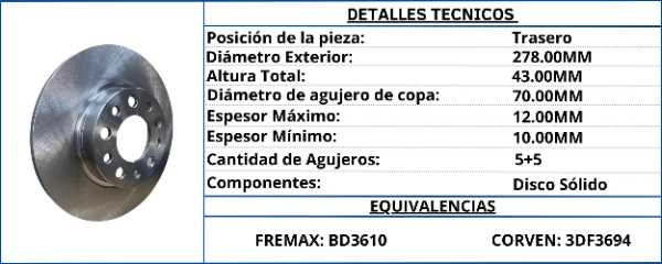 DISCO DE FRENO TRASERO
