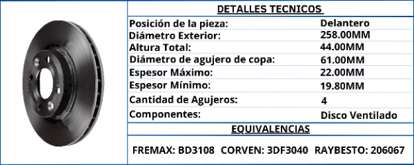 DISCO  DE FRENO DELANTERO