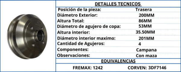 CAMPANA DE FRENO TRASERA