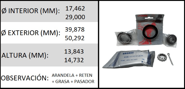 KIT RULEMAN DE RUEDA TRAS