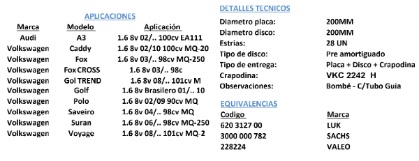 KIT DE EMBRAGUE (CON CRAPODINA)